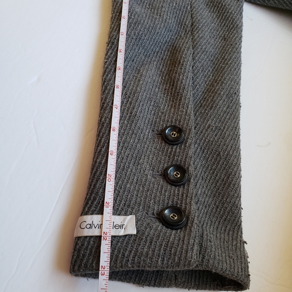 CALVIN KLEIN grey wool blend coat - Picture 2 of 12